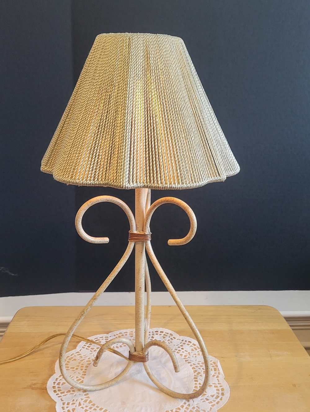 Vintage Boho Accent Lamp Night Light Wrought Iron Tested